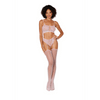 Dreamgirl beha top kousenband set visnet kant roze one size, vooraanzicht met bralette en kousenband details
