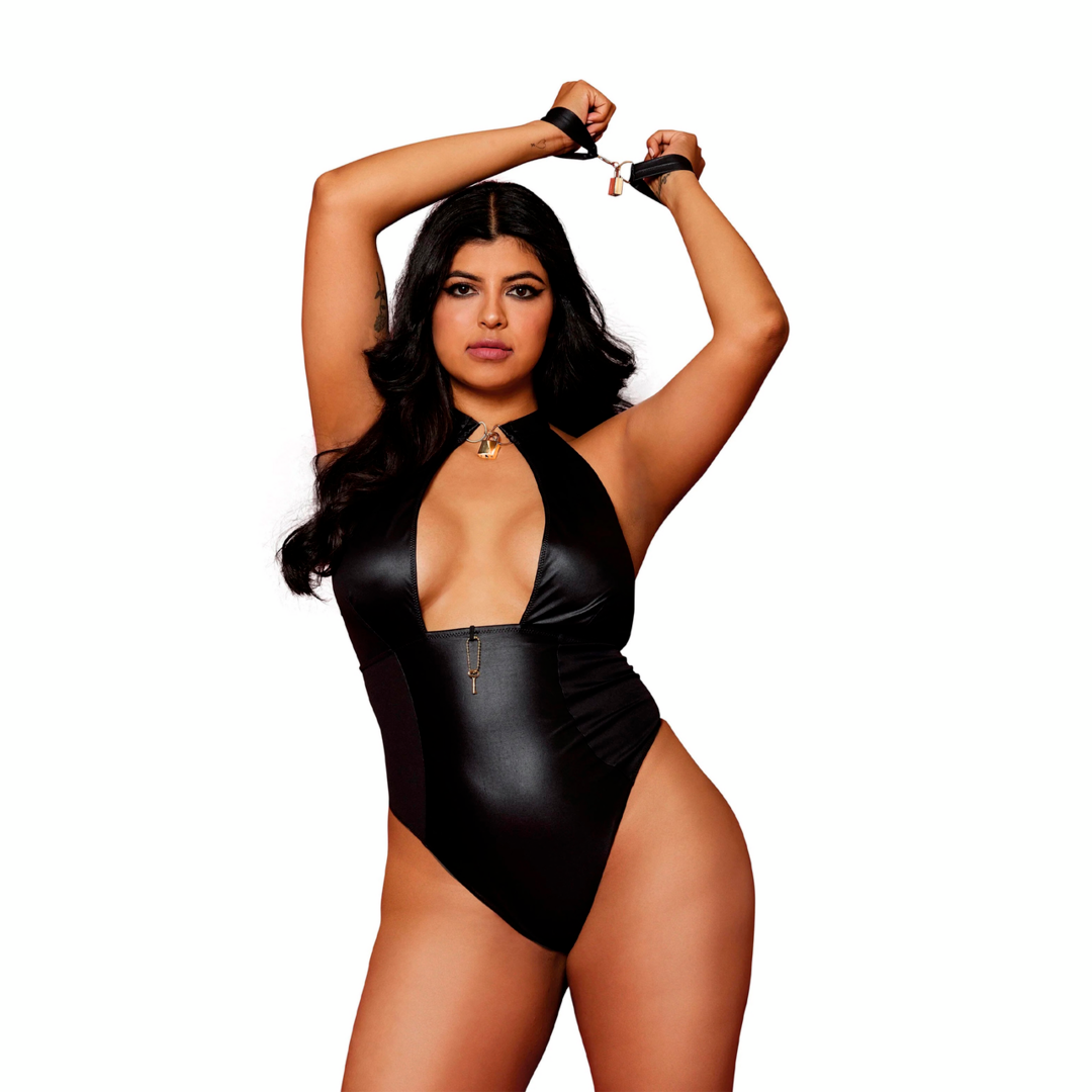 Fetisch Teddy und Fesseln Diamond - Plus Size - Schwarz