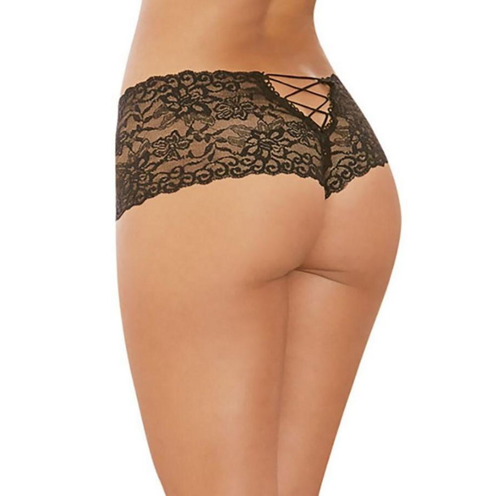 Open Crotch Boy Short - L - Zwart