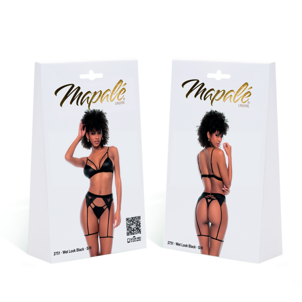 Three Piece Set - S/M - Wet Look Black