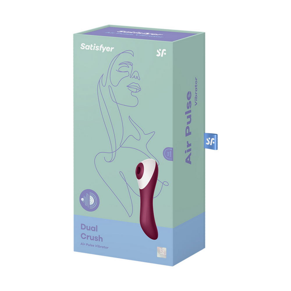 Dual Crush - Insertable Double Air Pulse Vibrator - Wine Red