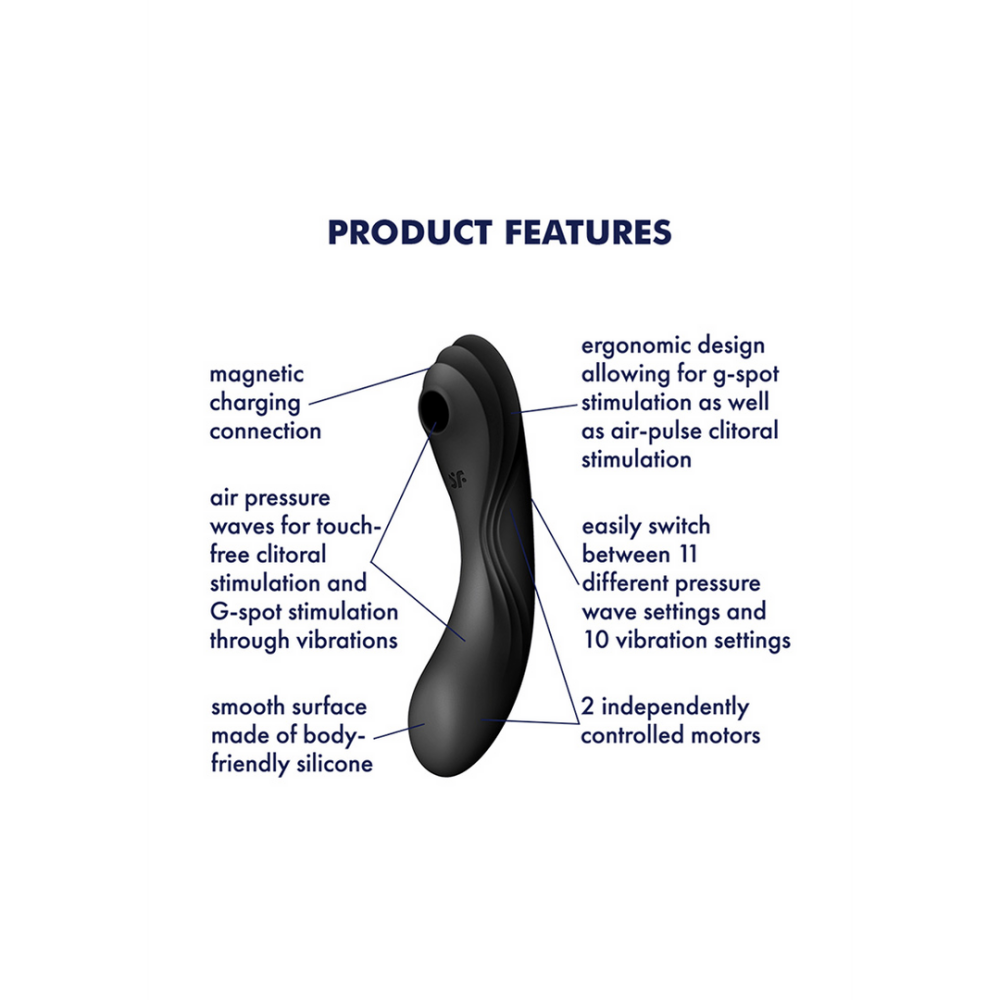 Curvy Trinity 4 - Insertable Air Pulse Vibrator - Black | Satisfyer