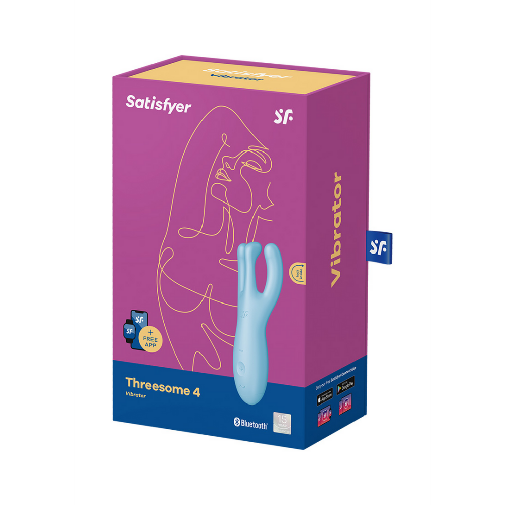 Threesome 4Plus - Lay-on Vibrator with App - Blauw | Satisfyer