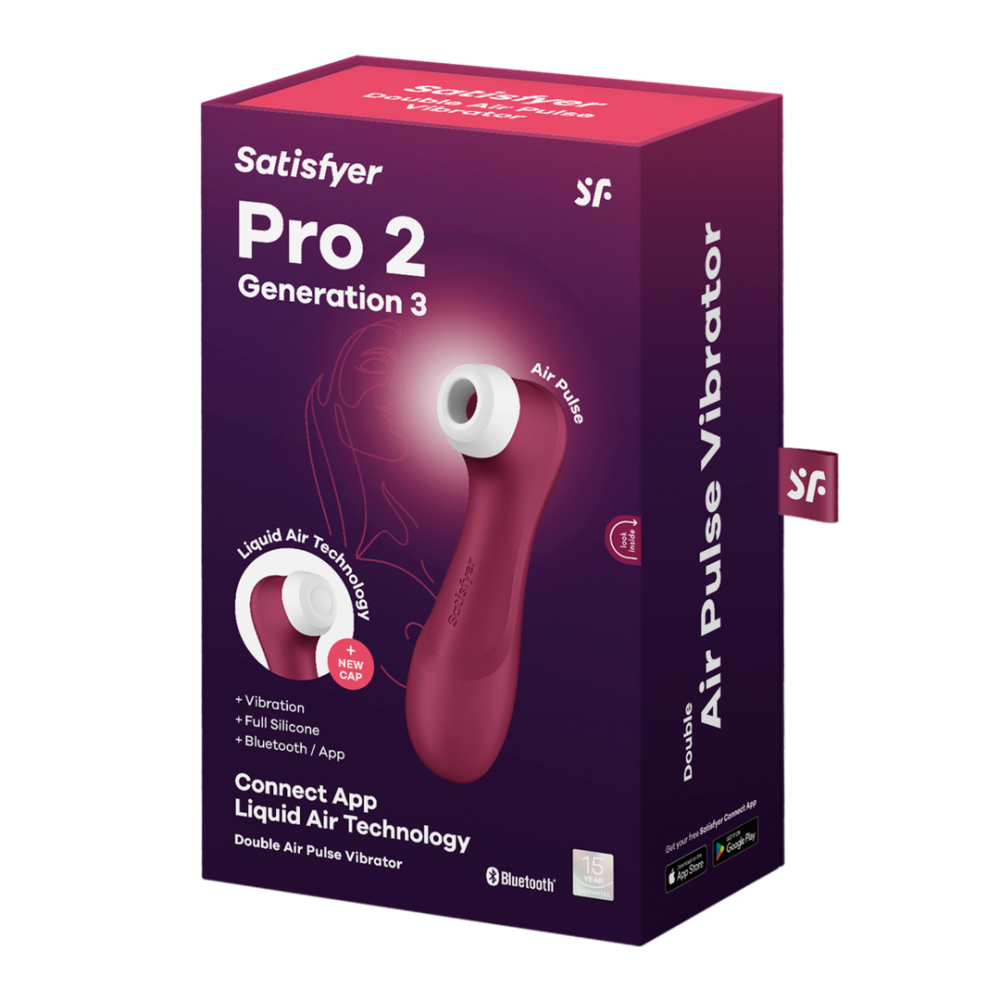 Satisfyer Pro 2 Generation 3 - Double Air Pulse Vibrator - Liquid Air and Connect App - Wine Red | Satisfyer