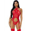 Forplay Steal Your Heart rood bodylingerie, maat S, vooraanzicht, uitgesneden details en kantaccenten