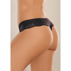 Allure Chiqui Love open kruis string one size zwart, kanten voorkant met bandjes, gedragen op model, vooraanzicht