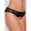 Allure open slip met mesh voorzijde one size zwart, schuin vooraanzicht met transparant mesh en kanten zijkant