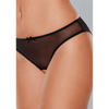 Allure open kruis mesh string one size zwart, vooraanzicht met transparante mesh en smalle heupband