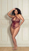 Mapalé floral fishnet bodysuit cherry red Size 1XL/2XL