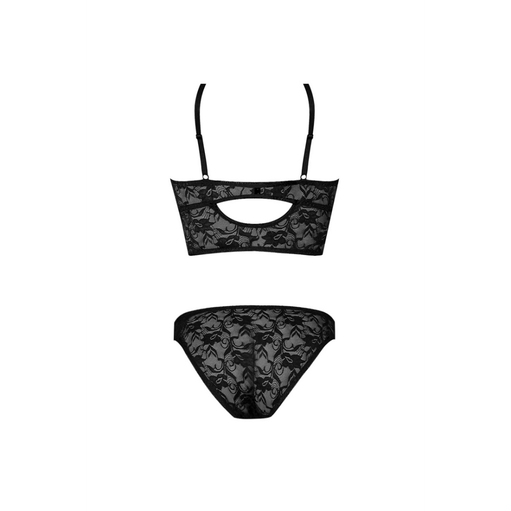 Magic Silk Exposed bralette set S/M met kanten slip zwart