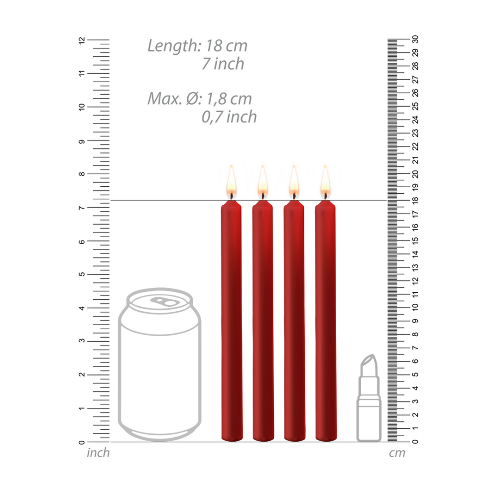 Neckende Kerzen - 4 Stück - Groß - Rot
