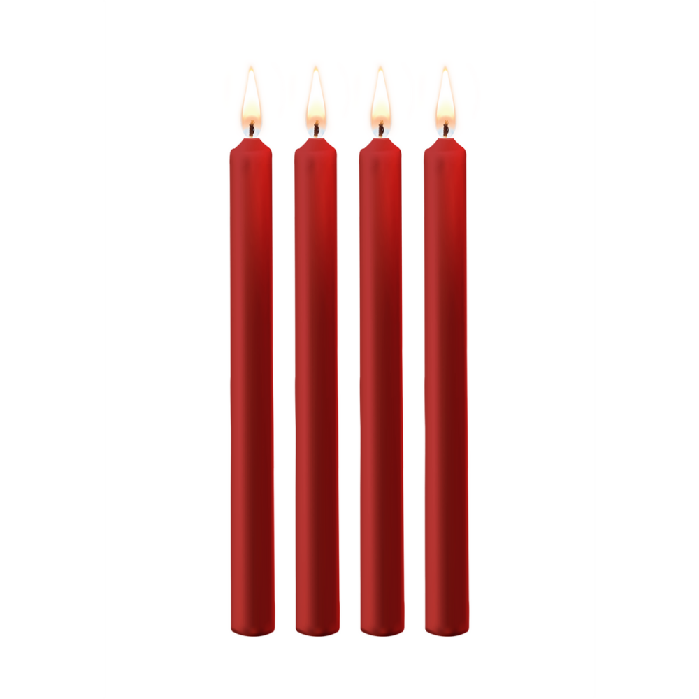 Neckende Kerzen - 4 Stück - Groß - Rot
