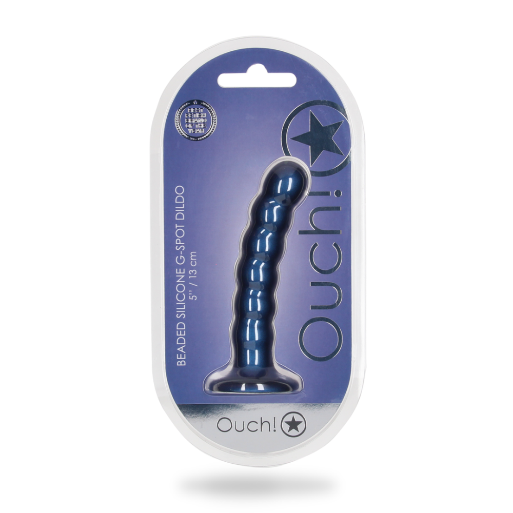 G-Punkt-Dildo aus Silikon mit Perlen – 5'' / 13 cm – Metallic-Blau | Autsch! von Shots
