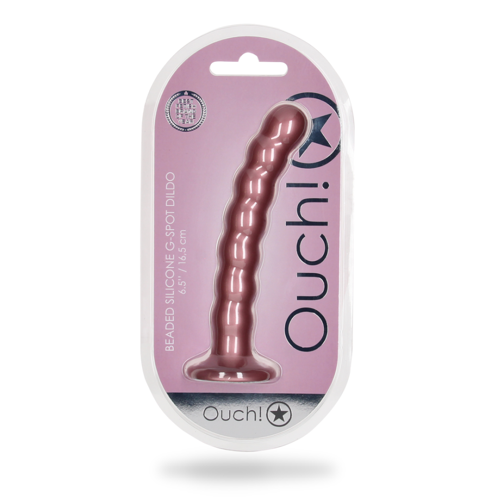 G-Punkt-Dildo aus Silikon mit Perlen – 6,5'' / 16,5 cm – Roségold | Autsch! von Shots