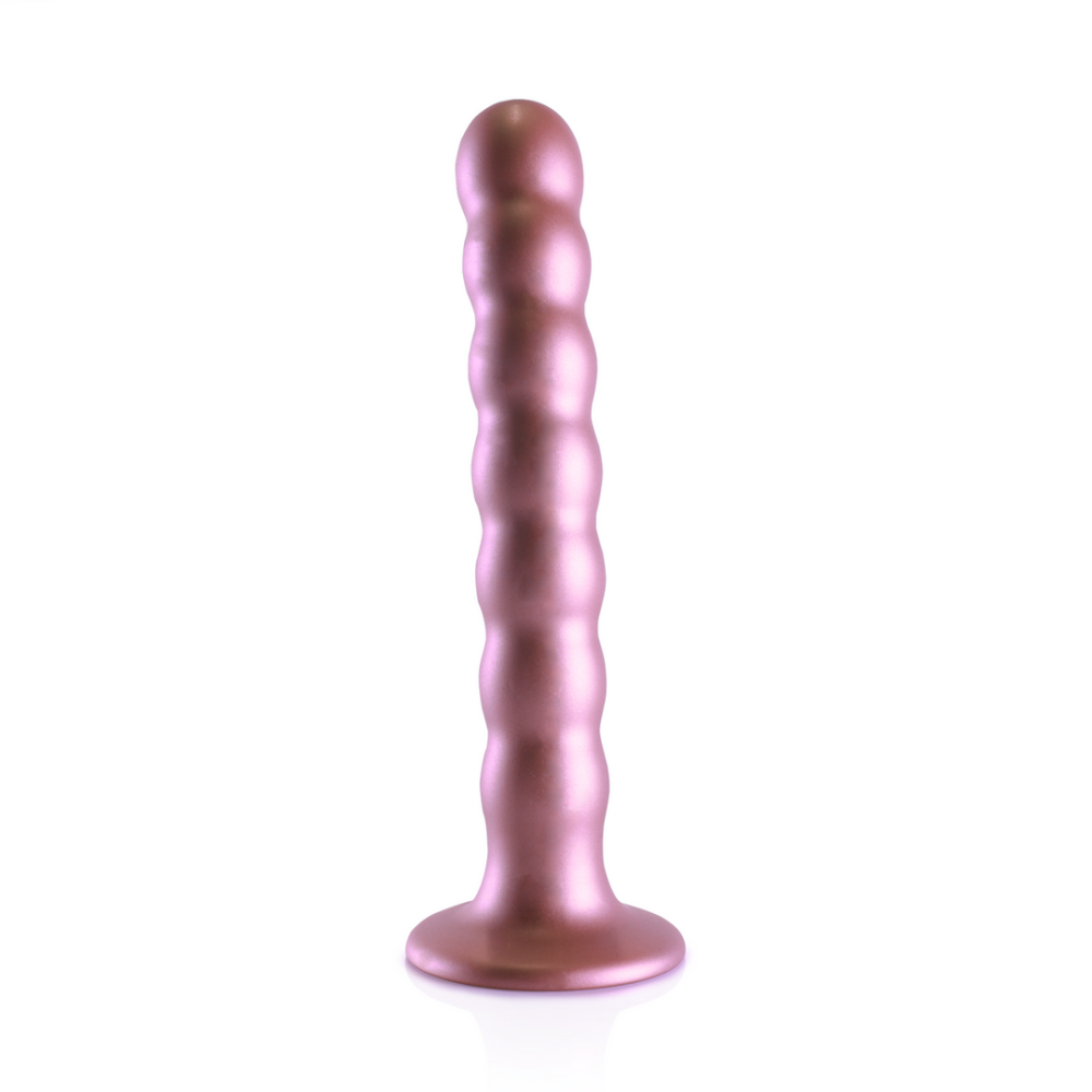 G-Punkt-Dildo aus Silikon mit Perlen – 6,5'' / 16,5 cm – Roségold | Autsch! von Shots
