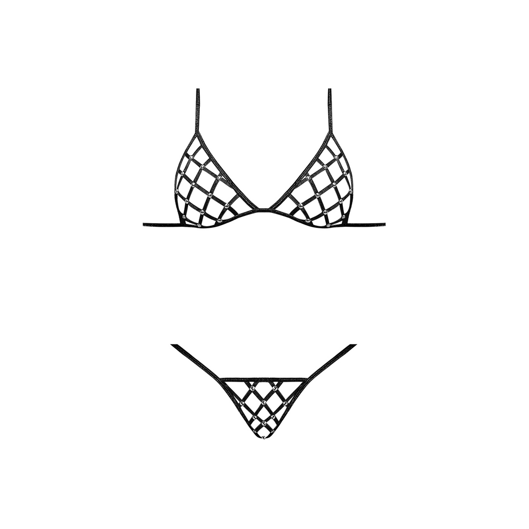 Orthia - Sexy Set aus Netzimitat mit BH und String - 2X