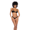 Mapalé 2-delige set zwart maat S/M, vooraanzicht gedragen door model, elegante belijning en sensuele pasvorm