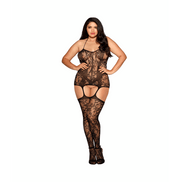 Dreamgirl Net & Bloemenkant Jarreteljurk Plus Size