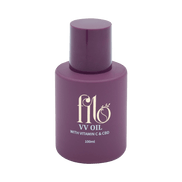 My Own Filo VV olie met vitamine C en CBD, paars flesje productfoto op neutrale achtergrond