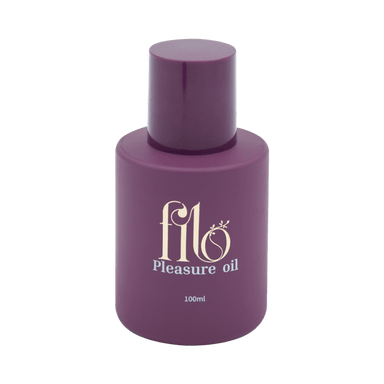 My Own Filo Plezieuroli sensuele massageolie voor lichaam en haar, paars flesje productfoto op neutrale achtergrond