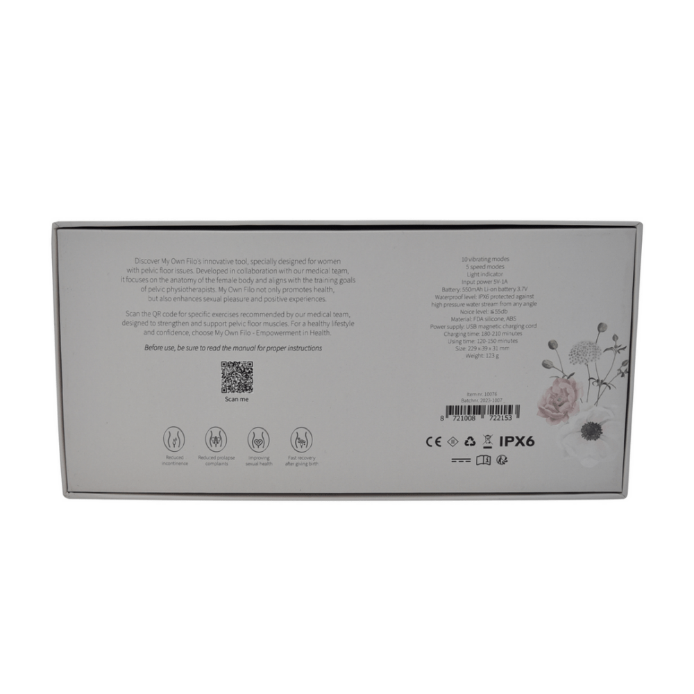 Achterzijde van de Filo Tulp bedieningsunit met aansluitingen en labels, grijs kastje close-up