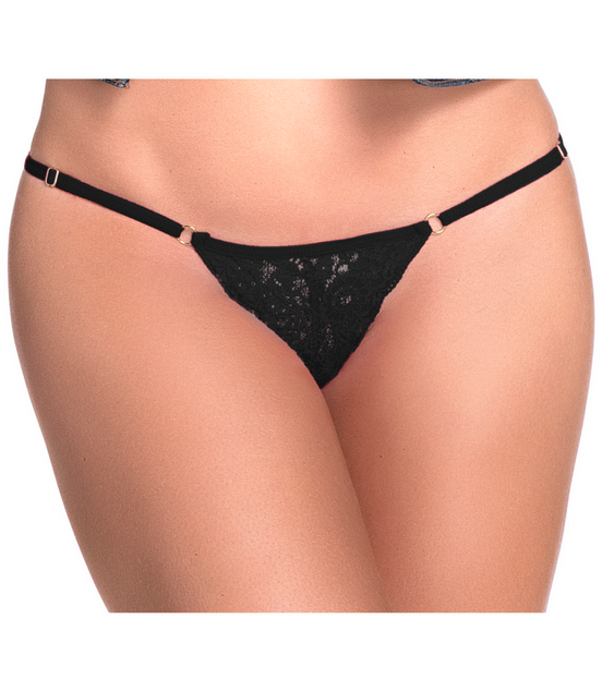 Mapalé Zwarte Kantstring met Keyhole Detail in maat M/L