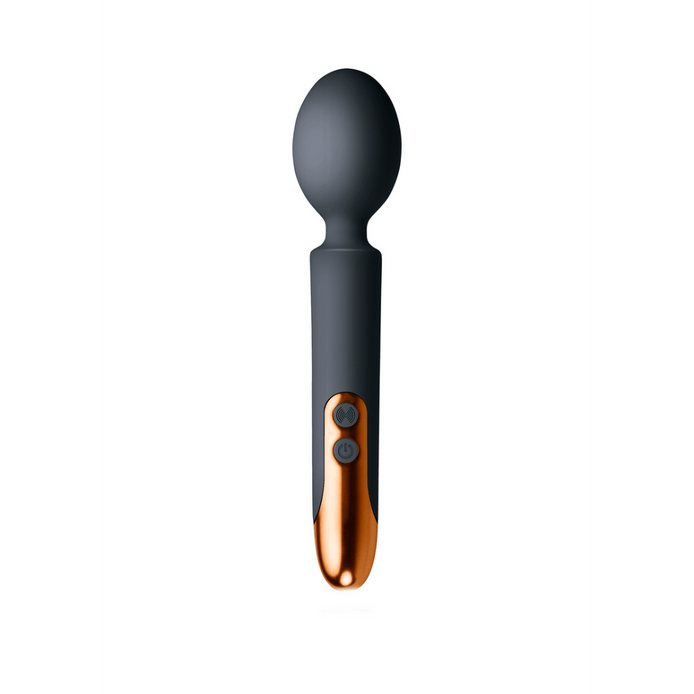 Rocks-Off Oriel wand vibrator grijs, wand vibrator met ronde kop en handvat in grijze en roségouden look