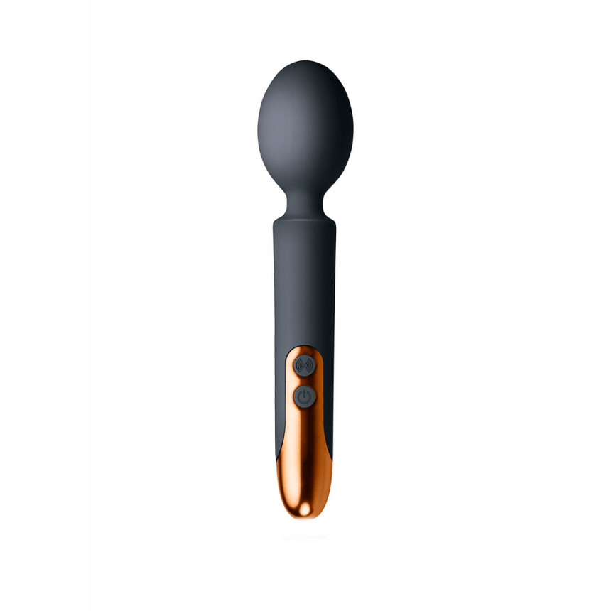 Rocks-Off Oriel wand vibrator grijs, wand vibrator met ronde kop en handvat in grijze en roségouden look