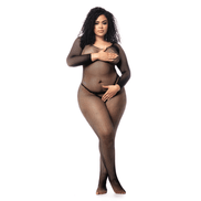 Mapalé Bodystocking Lange Mouwen Plus Size Zwart