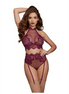 Dreamgirl Bralette und Strumpfhalter-Höschen-Set | Größe S Aubergine
