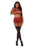 Dreamgirl Fishnet and Lace Lingerie Set 4-Piece | One Size Red