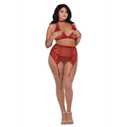 Dreamgirl Visnet & Kant Lingerieset 4-Delig Rood
