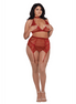 Dreamgirl Plus Size Lingerieset van visnet en kant | 4-delig Rood