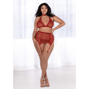 Dreamgirl Visnet & Kant Lingerieset 4-Delig Rood