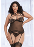 Dreamgirl Plus Size Kant Bustier Lingerie Set | Zwart