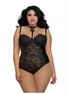Dreamgirl Plus Size Teddy with open cups and lace | Size 1X Black