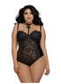 Dreamgirl Plus Size Teddy met kant en netdetails | Maat 2X Zwart