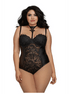 Dreamgirl Plus Size Teddy met kant en open cup | Maat 3X Zwart