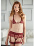 Allure Kant en Mesh Bh-set met jarretels L/XL | Rood