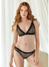 Allure Mesh Bralette met Verstelbare Bandjes en Open Lace Panty S/M