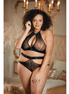 Allure Plus Size Lace Halter Top and Backless Brief Set