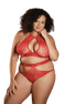 Allure Lace Halter Top & Backless Panty Plus Size