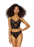 Dreamgirl Bustier-Set aus Stretch-Netz und Spitze | Größe M Schwarz