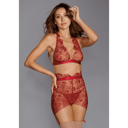 Dreamgirl Driedelige Lingerieset met rood bloemenborduursel | Maat S