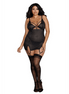 Dreamgirl Visnet Jarretelslip met Power Mesh | Plus Size Zwart