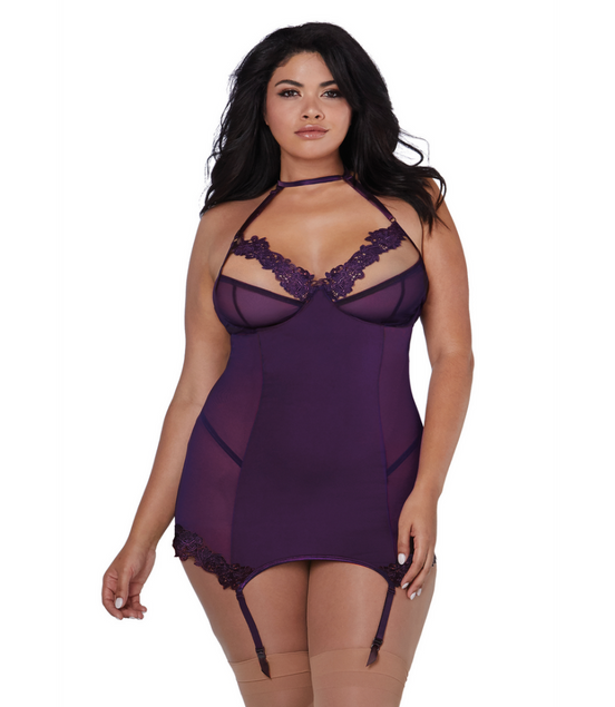 Dreamgirl Microfiber and Mesh Suspender Brief Plus Size