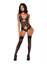 Dreamgirl Spitzen-Strumpfband-Teddy | Größe L Schwarz