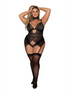 Dreamgirl Plus Size Kanten Garter Teddy | Maat 1X Zwart