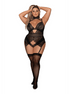 Dreamgirl Plus Size Kanten Garter Teddy | Maat 2X Zwart
