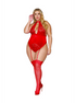 Dreamgirl Plus Size Rode Garter Teddy met Kant en Strass